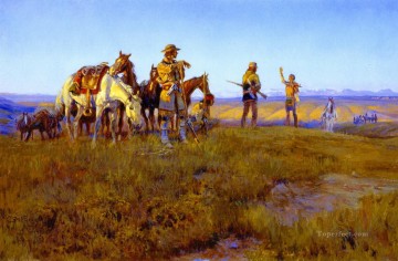 Amerikanischer Indianer Werke - wilder Mann s Waffenstillstand 1914 Charles Marion Russell Indianer